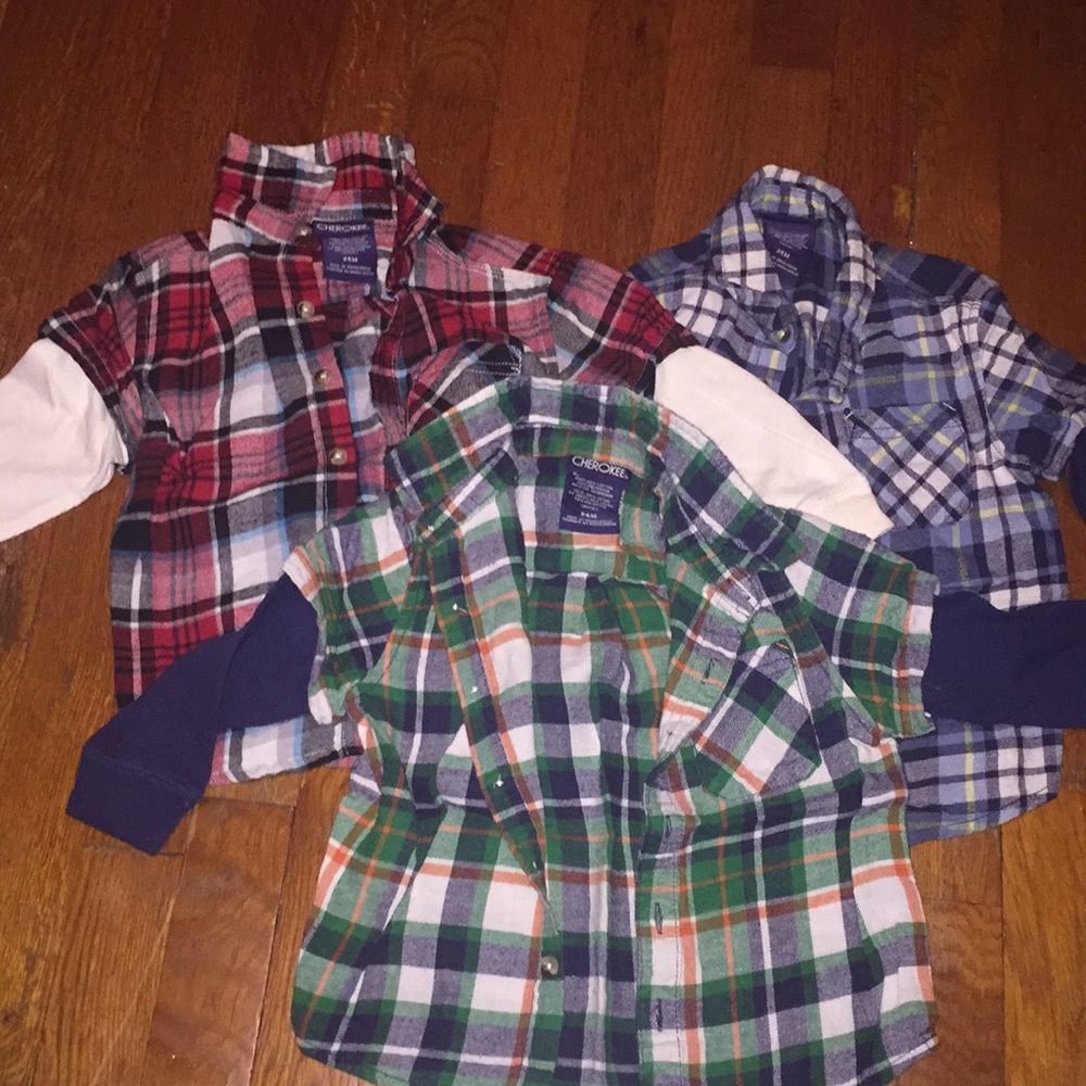 Boys lot plaid shirts size 24 months